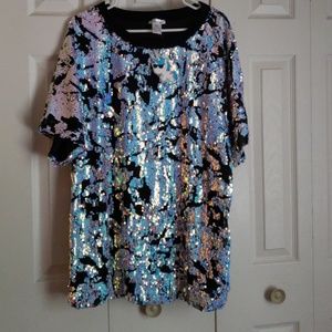 iHeartRaves Sequin Oversized Tee